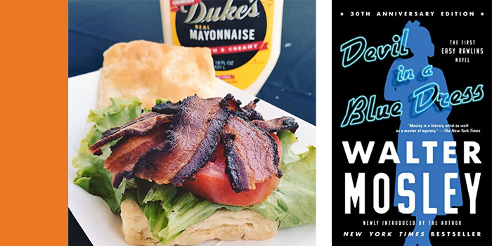 Rambo's BLT Biscuit and the cover of Devil in a Blue Dress