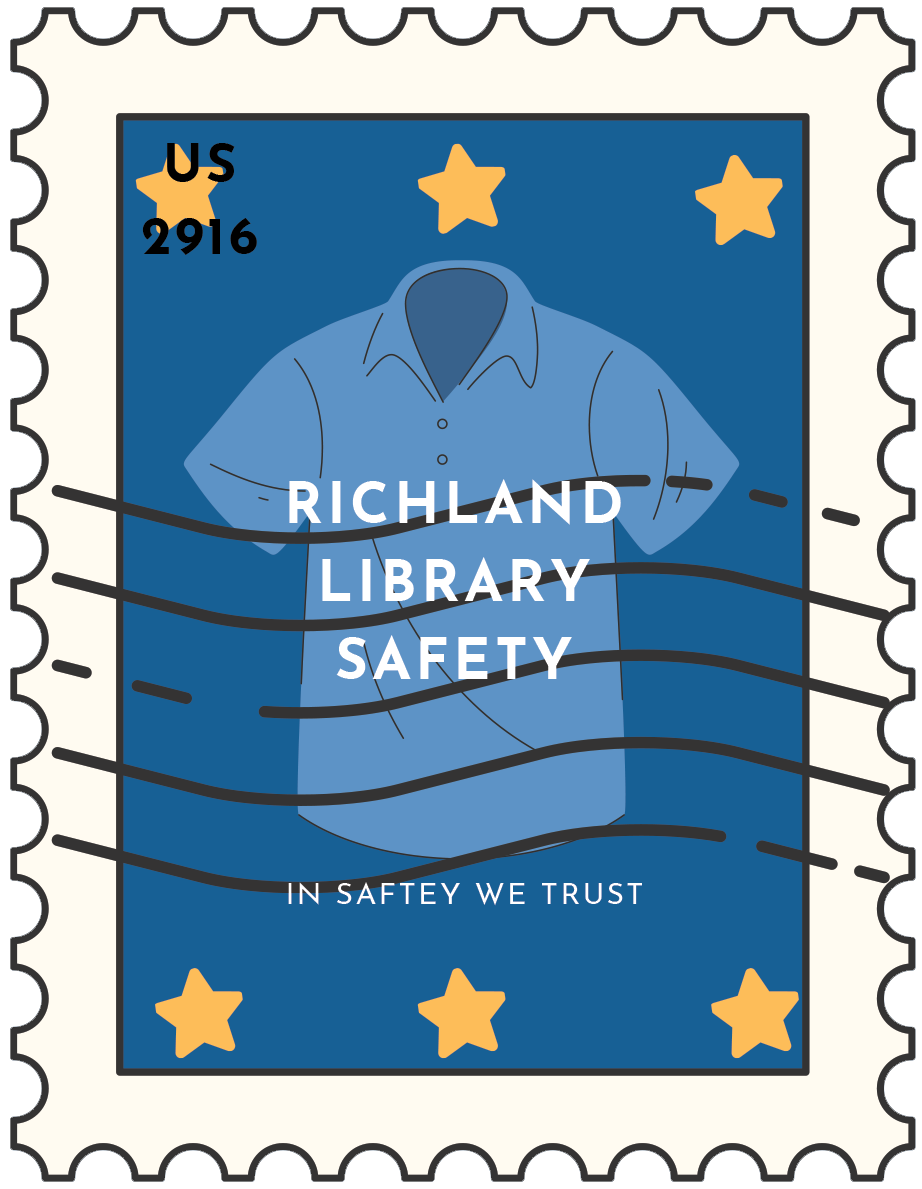 stamp with blue shirt