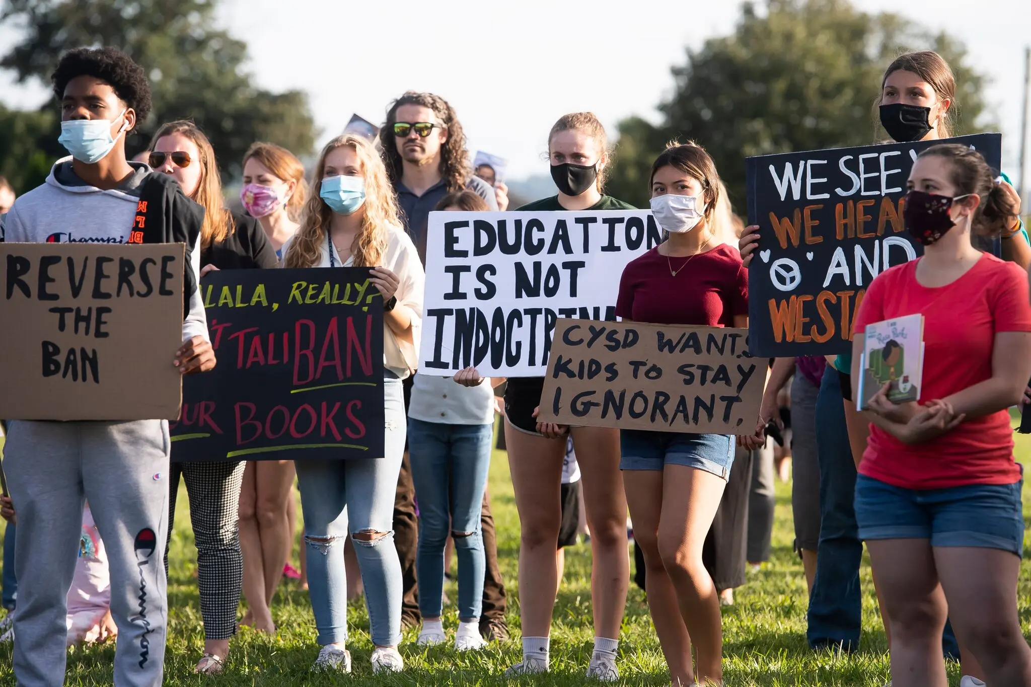 Students protesting banned books