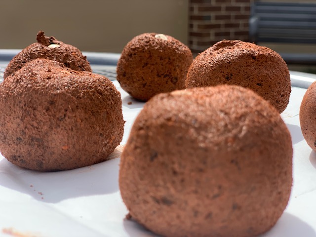 Picture of seed bombs rolled.