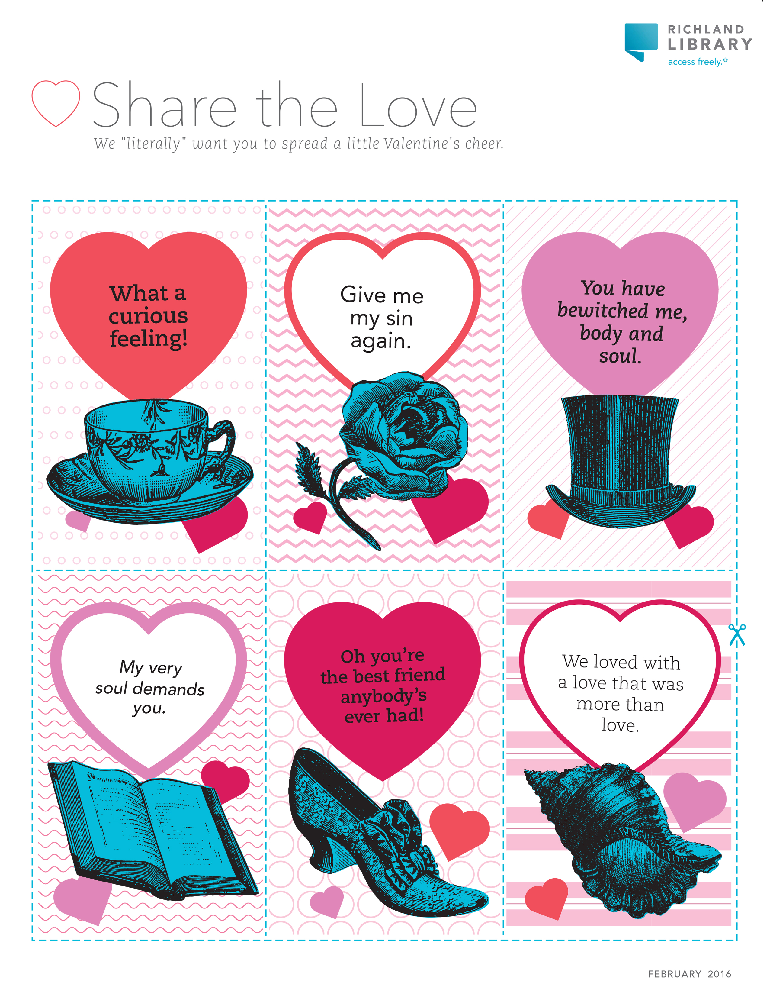 Print our literary inspired Valentine's Day cards