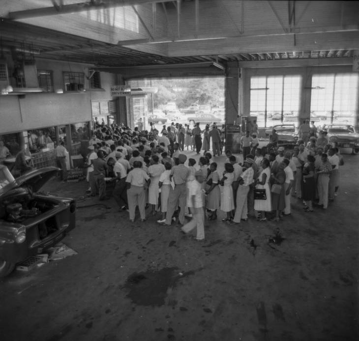 Voting in Powells Garage during Democratic Primary 1958