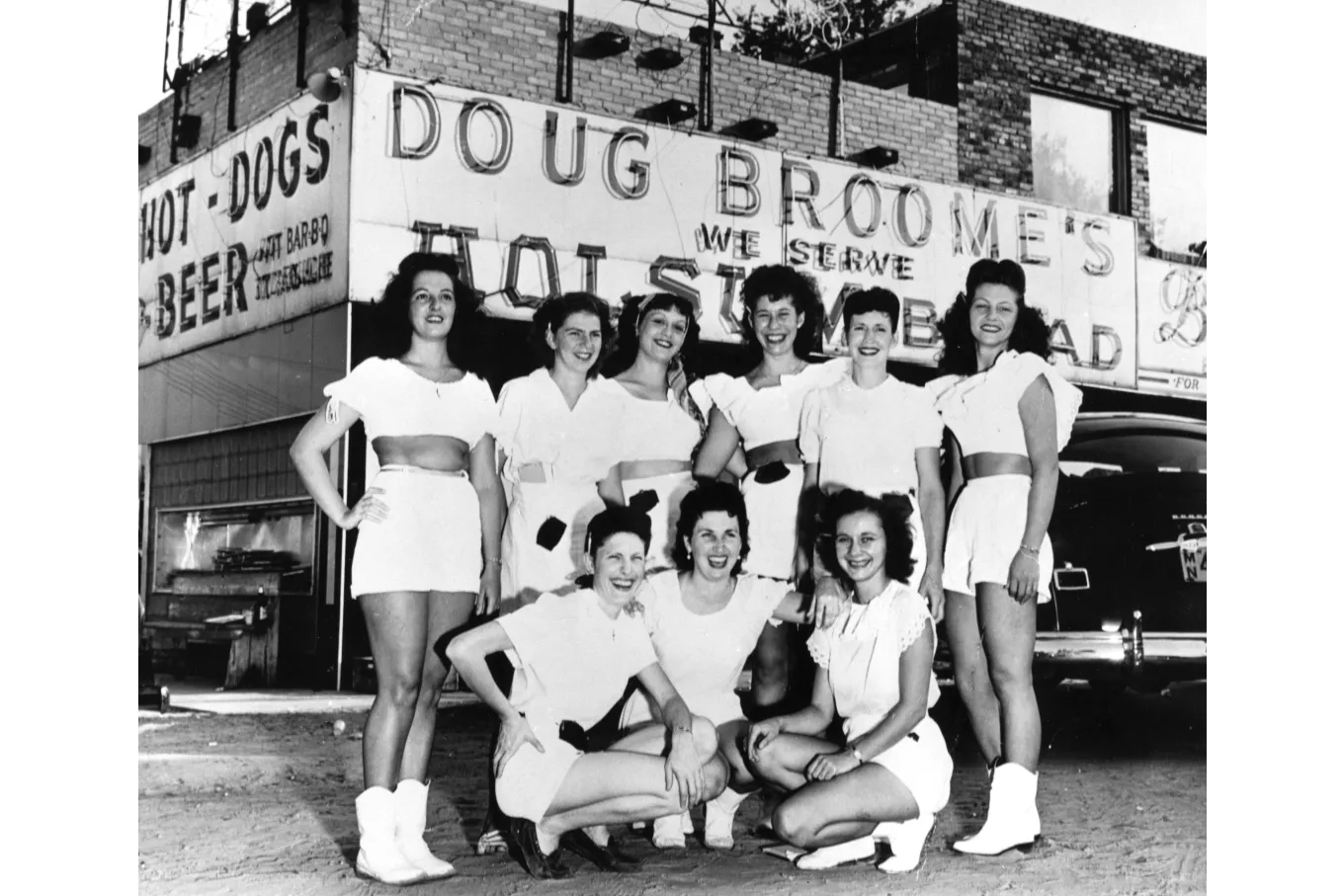 Waitresses at Doug Broome's drive-in, 1948. 