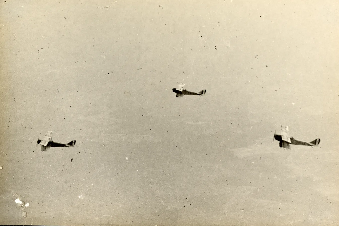 Military aircraft in flight over Selfridge Field