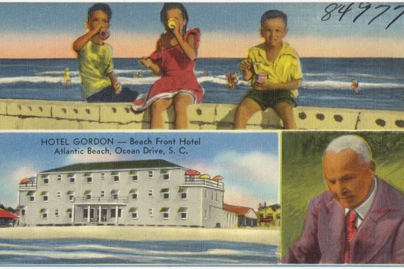 Hotel Gordon Beach front hotel, Atlantic Beach postcard