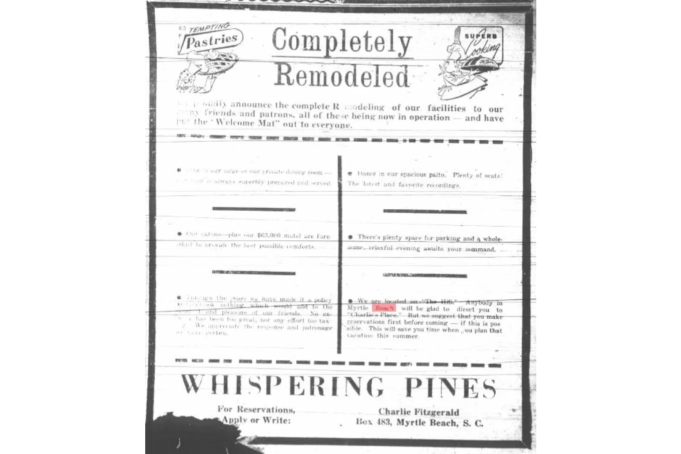 Whispering Pines ad Lighthouse and Informer 1951