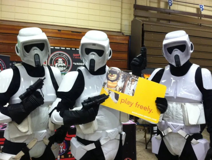 Storm Troopers Show Off their Richland Library Card