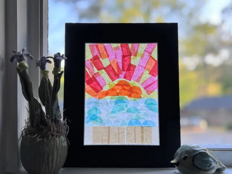 Photo of a paper stained "glass" window 
