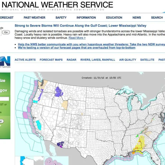 Notifications from the National Weather Service