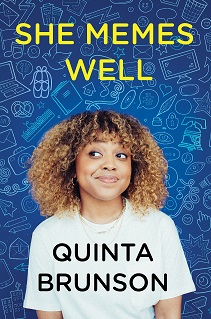 Blue Background, Yellow Lettering, Picture of Quinta Brunson smiling