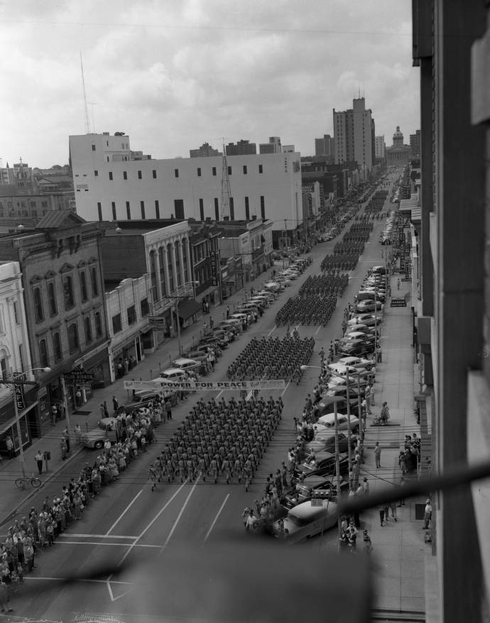 Armed Forces Day parade on Main Street, 1957