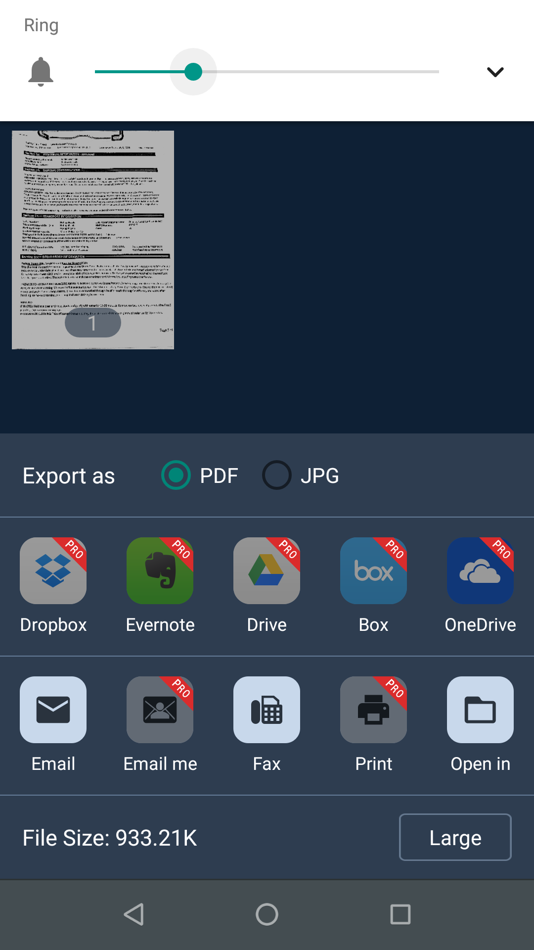 Tiny Scanner email options