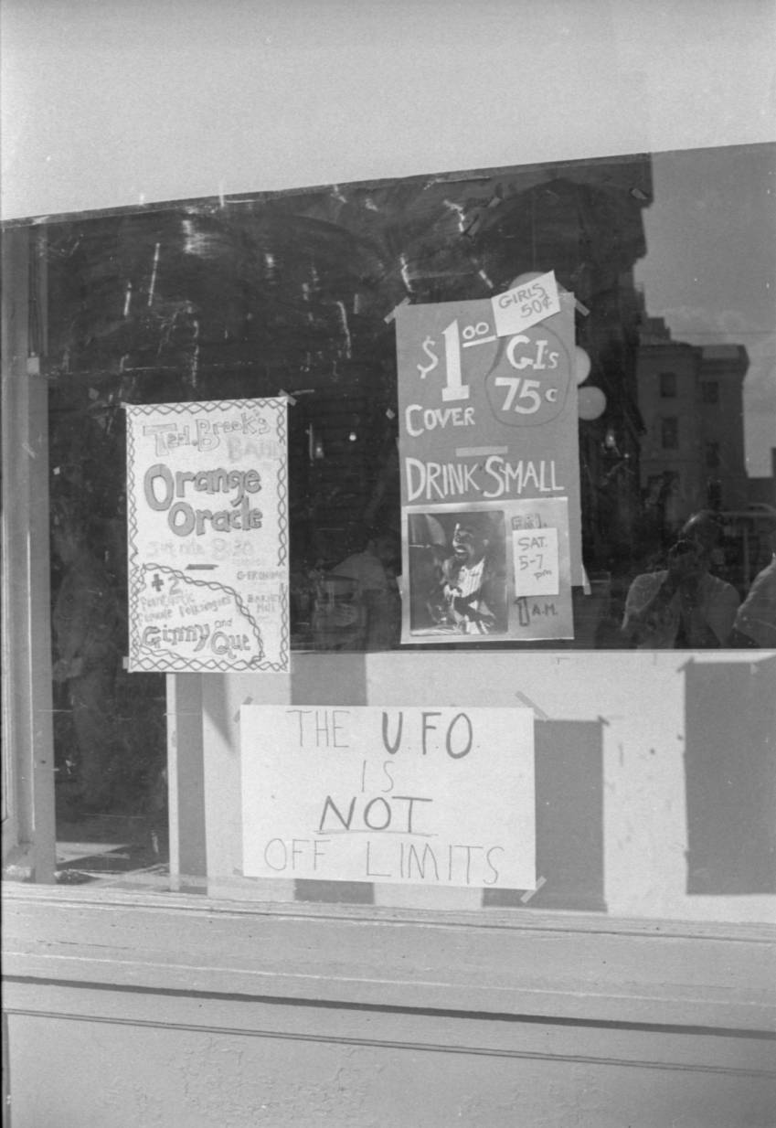 Signs in the UFO Club window 1968
