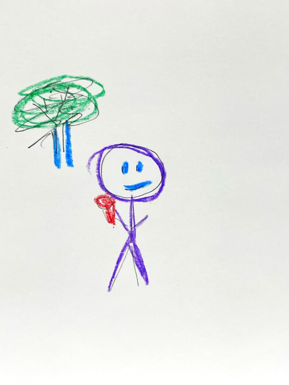 child's drawing of a person and a tree