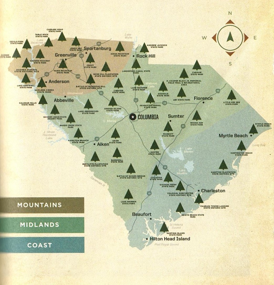 map of SC state parks