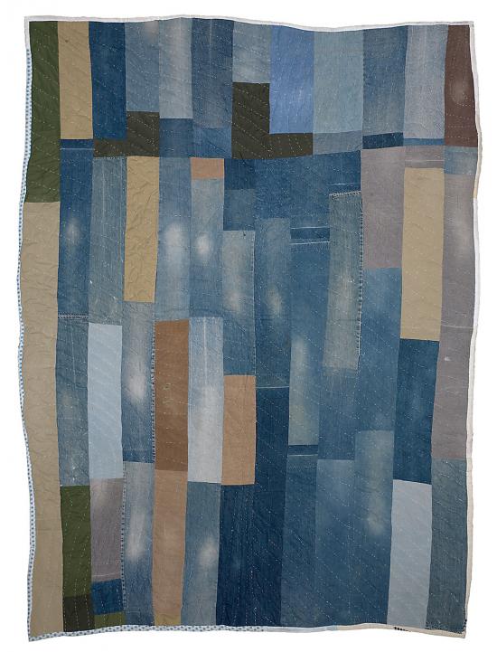 A Gee's Bend quilt by Annie Mae Young made of denim work clothes