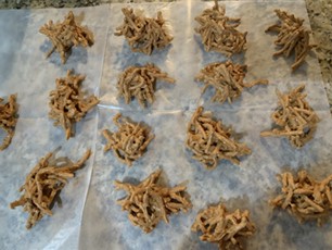 Haystacks on a sheet of parchment paper