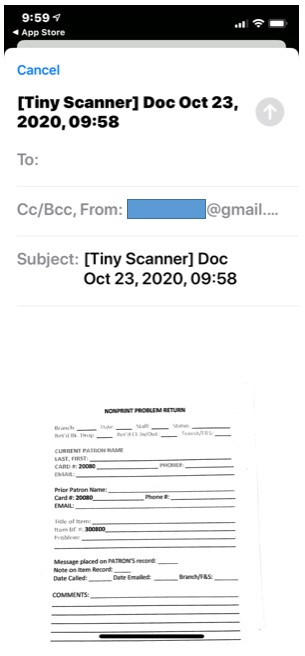 Tiny Scanner email sending