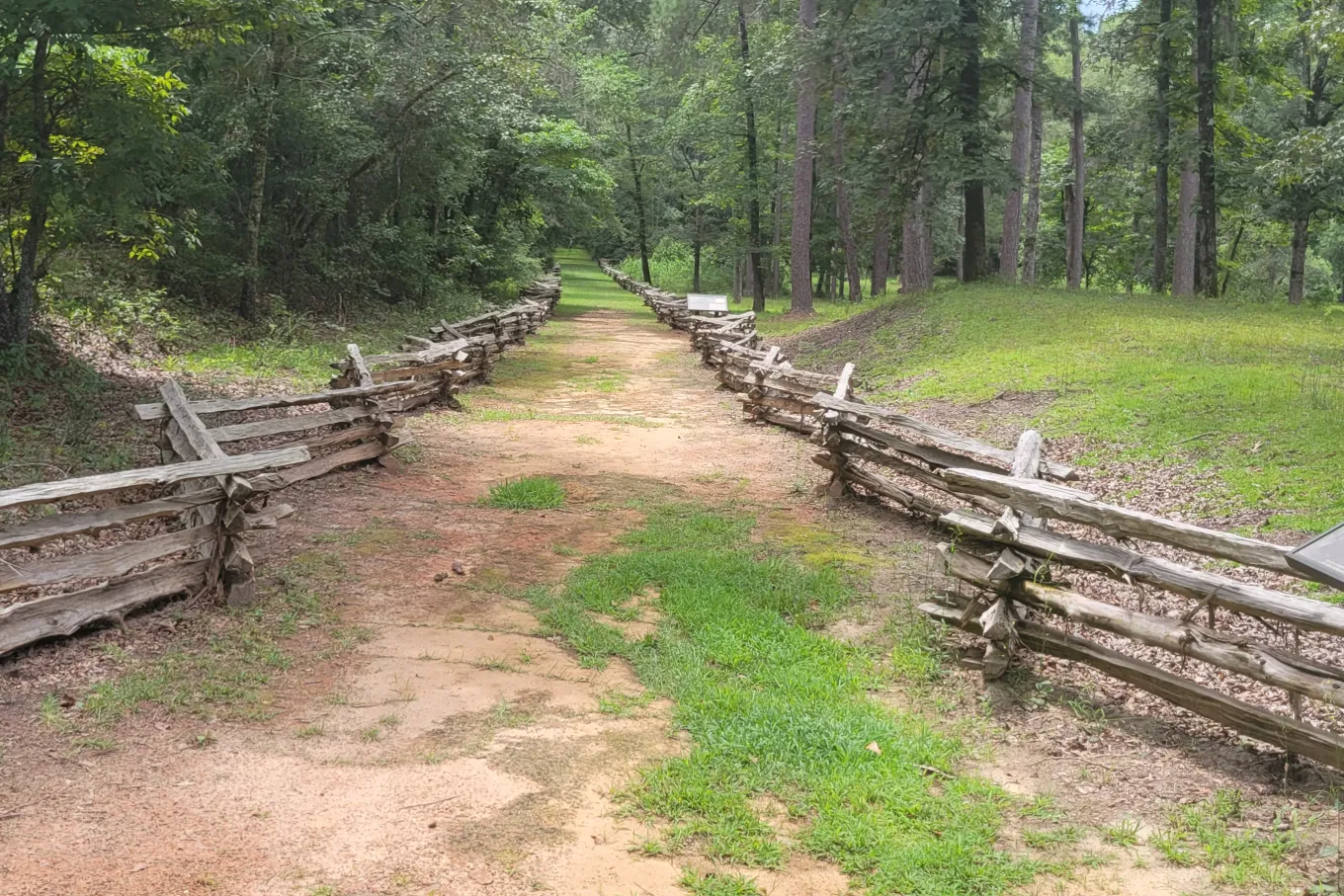 trail lined with wooden fence 
