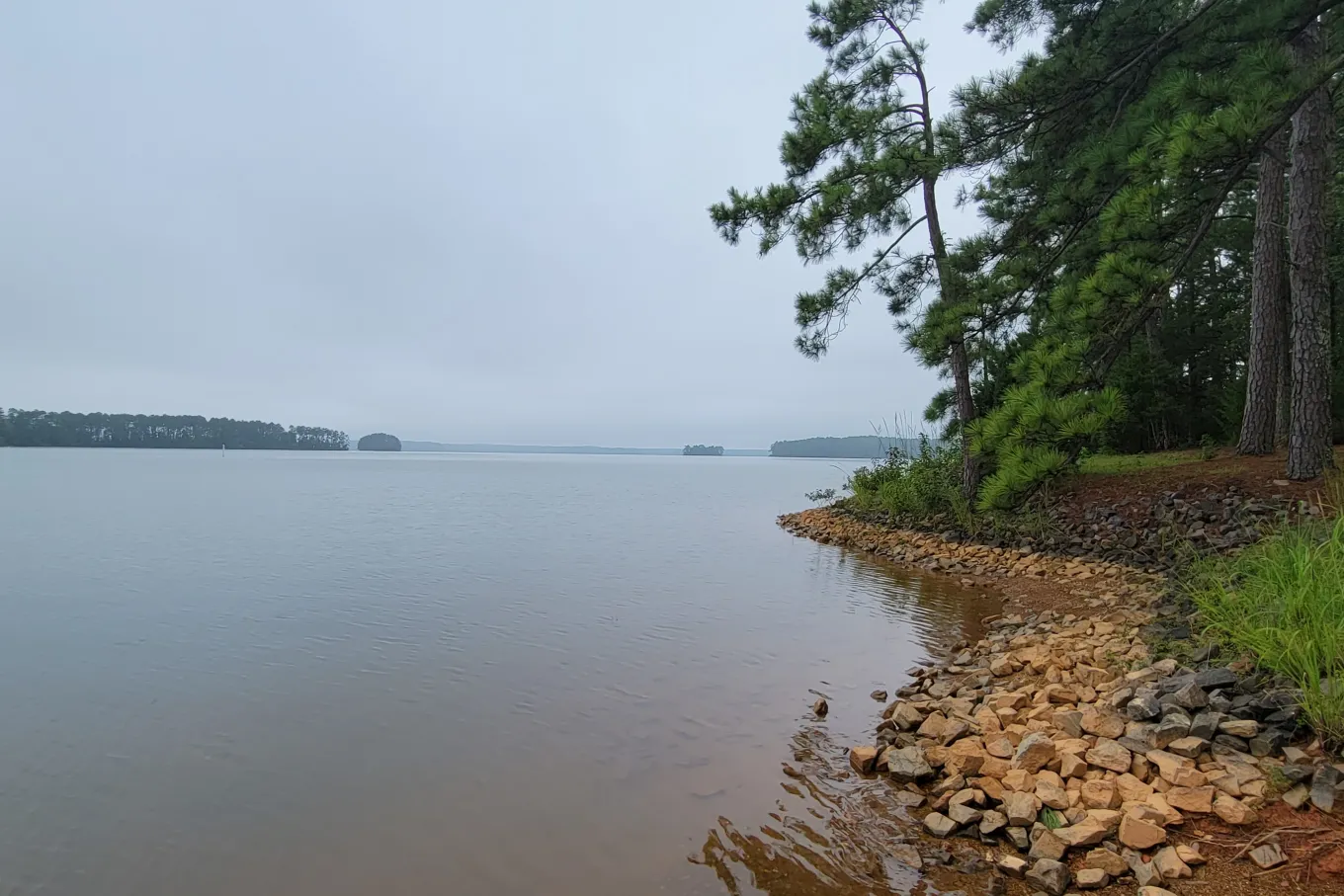 rocky coast and lake