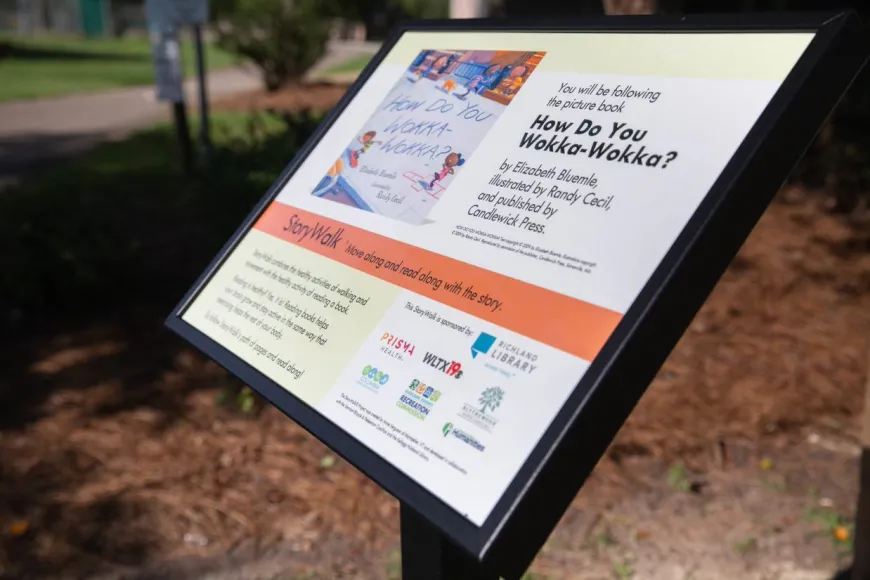 Sign from a Richland Library StoryWalk