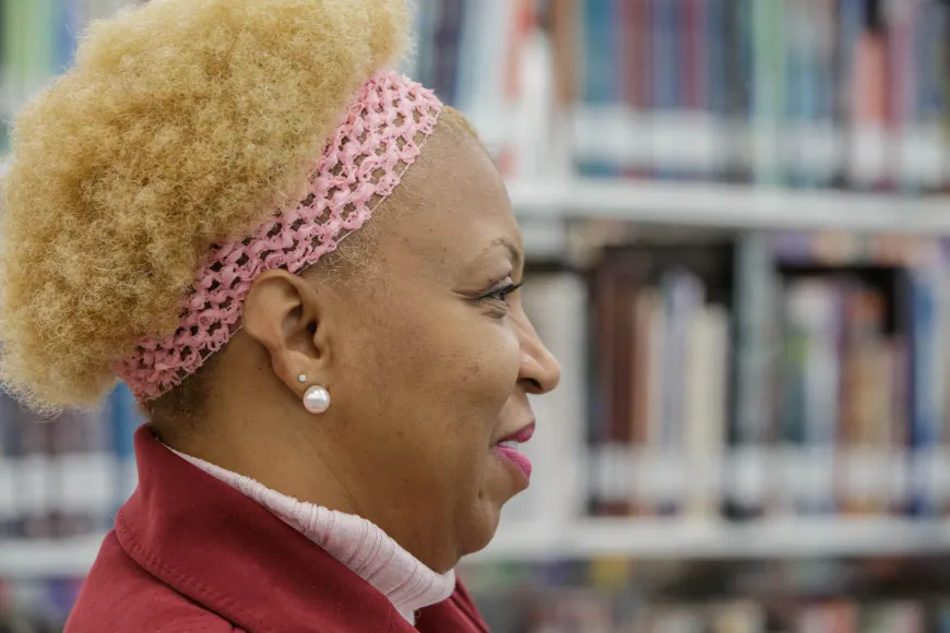 Woman attends Local Author Showcase at Richland Library