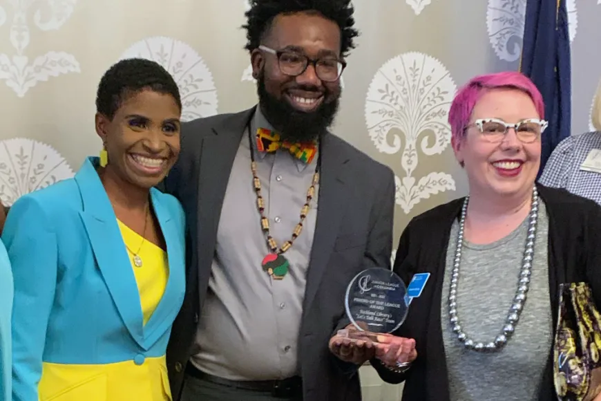 Friends and Foundation Board Member and two Library staff members