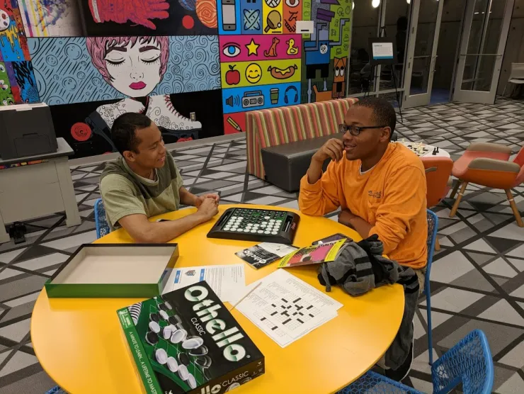 Teens playing chess