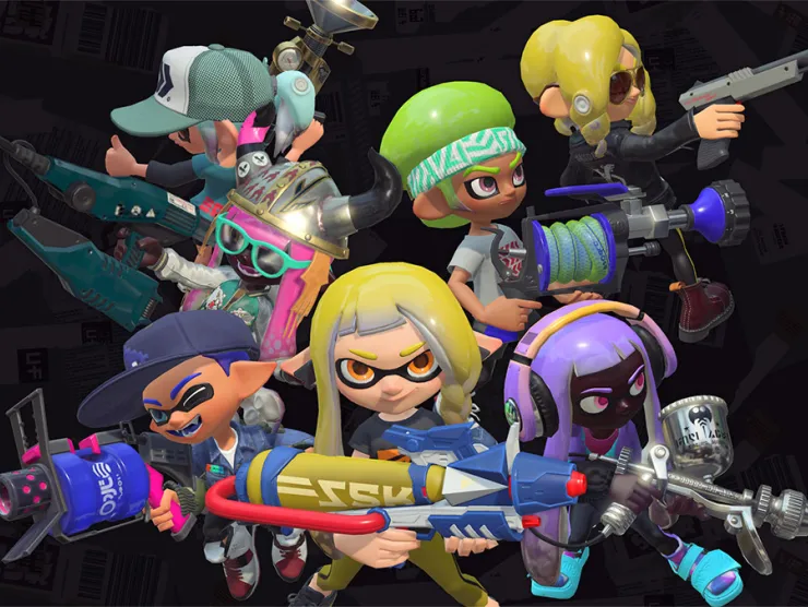 Characters from Splatoon 3 posing together