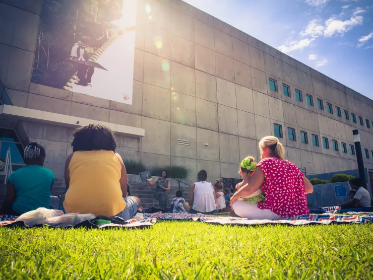 Storytime outside at Main Library