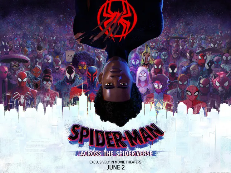 Movie poster for Spider-Man: Across the Spider-Verse featuring the title main characters.