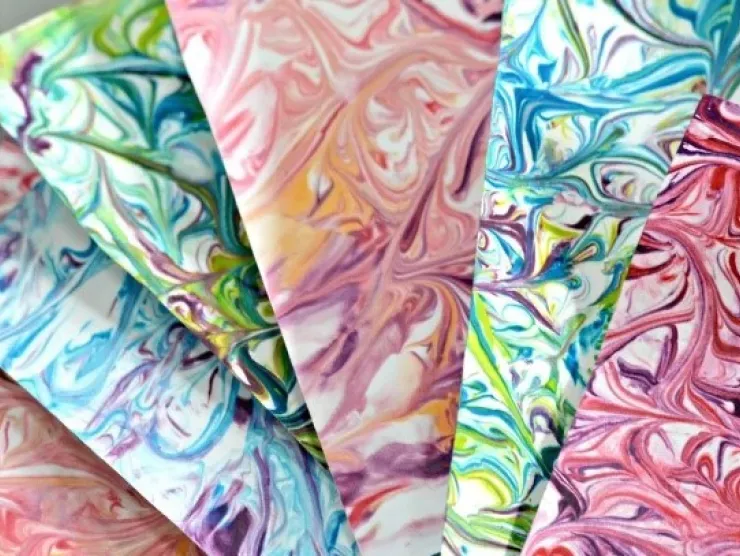 Colorful paper marbling samples