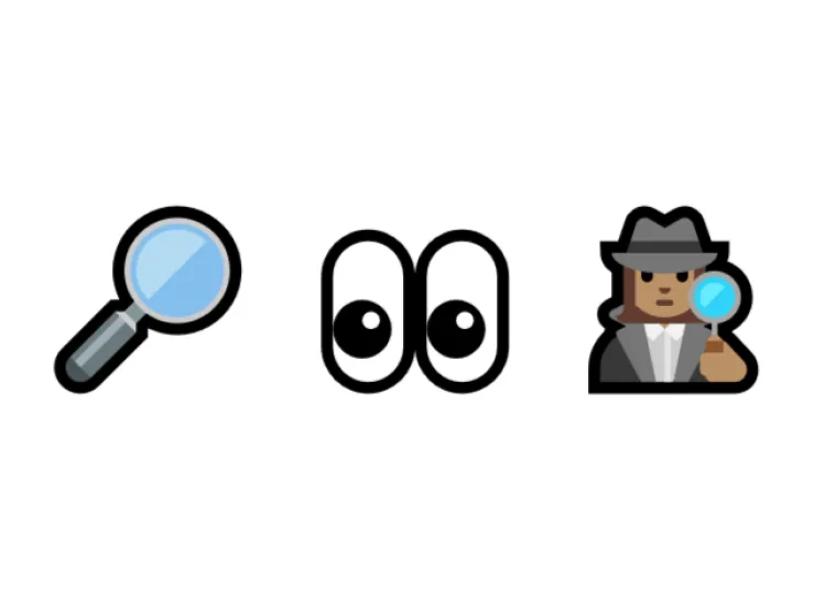 Magnifying Glass, Eyes and Detective emojis