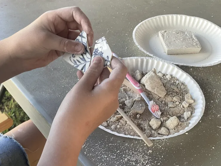 Sifting through an excavation block