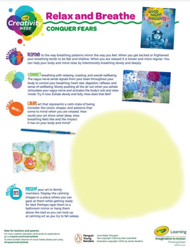 Relax and Breathe, Conquer Fears activity sheet