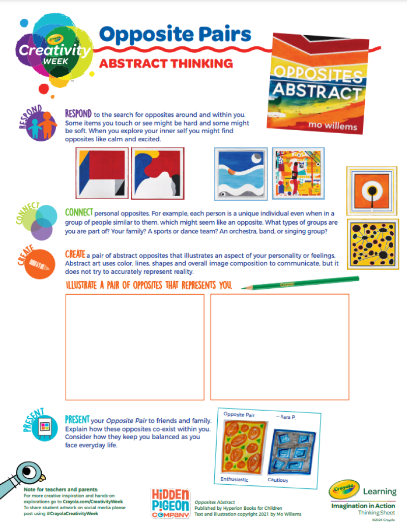 Opposite Pairs activity sheet