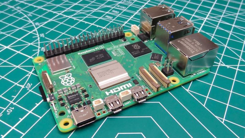 Raspberry Pi 5 on cutting mat