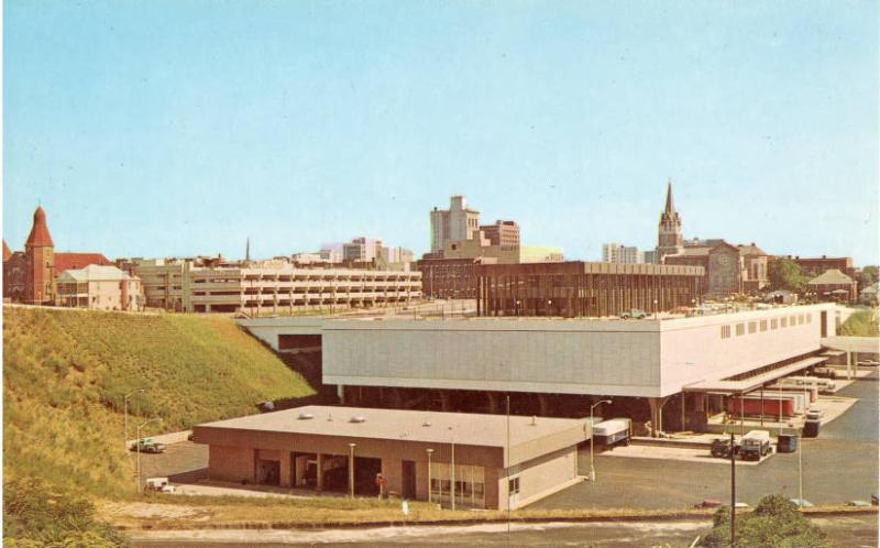 Triple level post office. Postcard