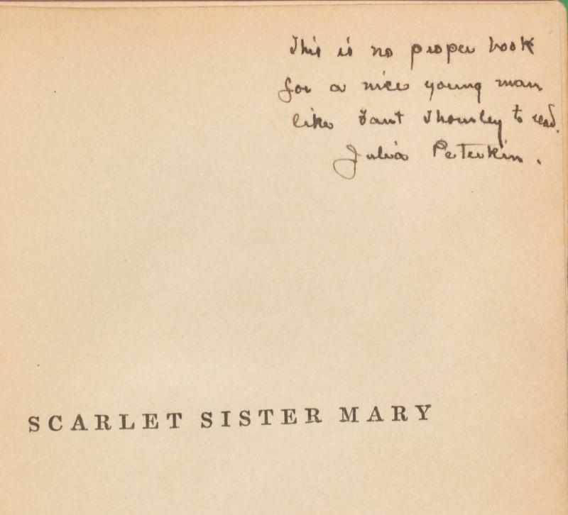 Inscription from Julia Perterkin to Fant Thornley