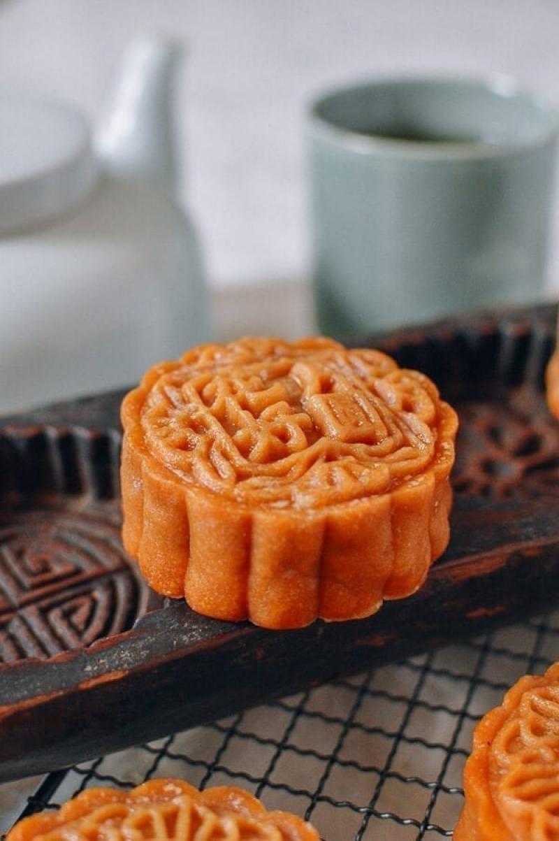 A baked food item with Chinese characters on the surface