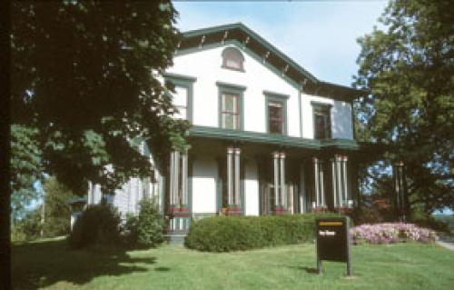 Front view of the Dey House at the University of Iowa