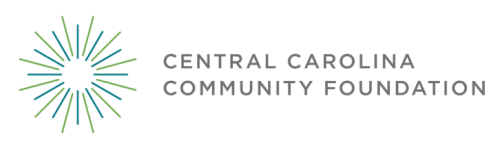 Logo for Central Carolina Community Foundation. A stylized burst of green and blue lines surrounds the title text in gray.