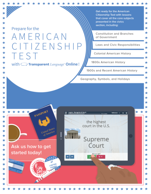 Prepare for the American Citizenship Test with Transparent Language Online