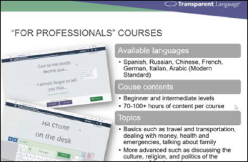 Transparent Language "For Professionals" courses