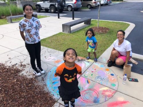 Family creating Mandala 