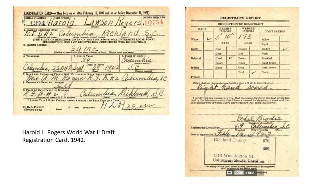 Rogers WWII draft card
