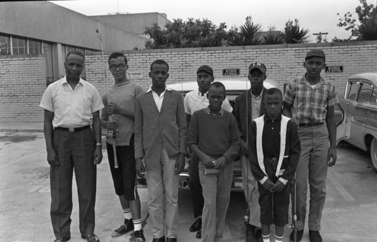 Newspaper carriers prepare for a road trip to Atlantic Beach, July 19, 1961. Image from The State Newspaper Photograph Archive.