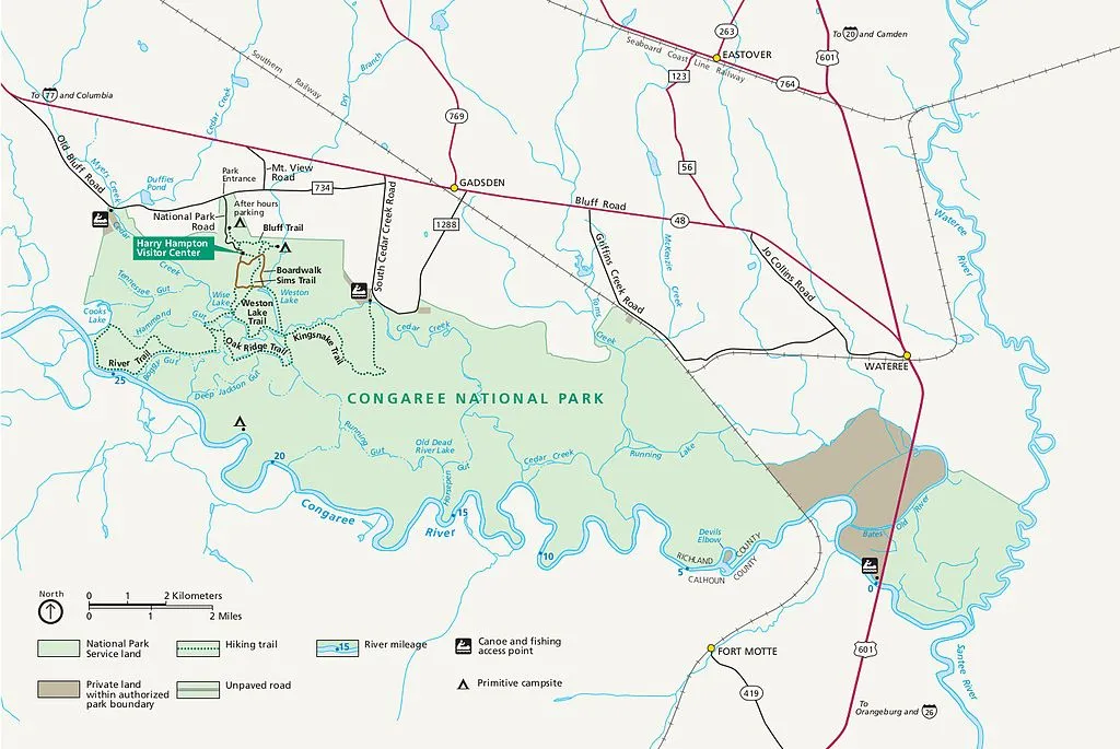 Map of Congaree National Park