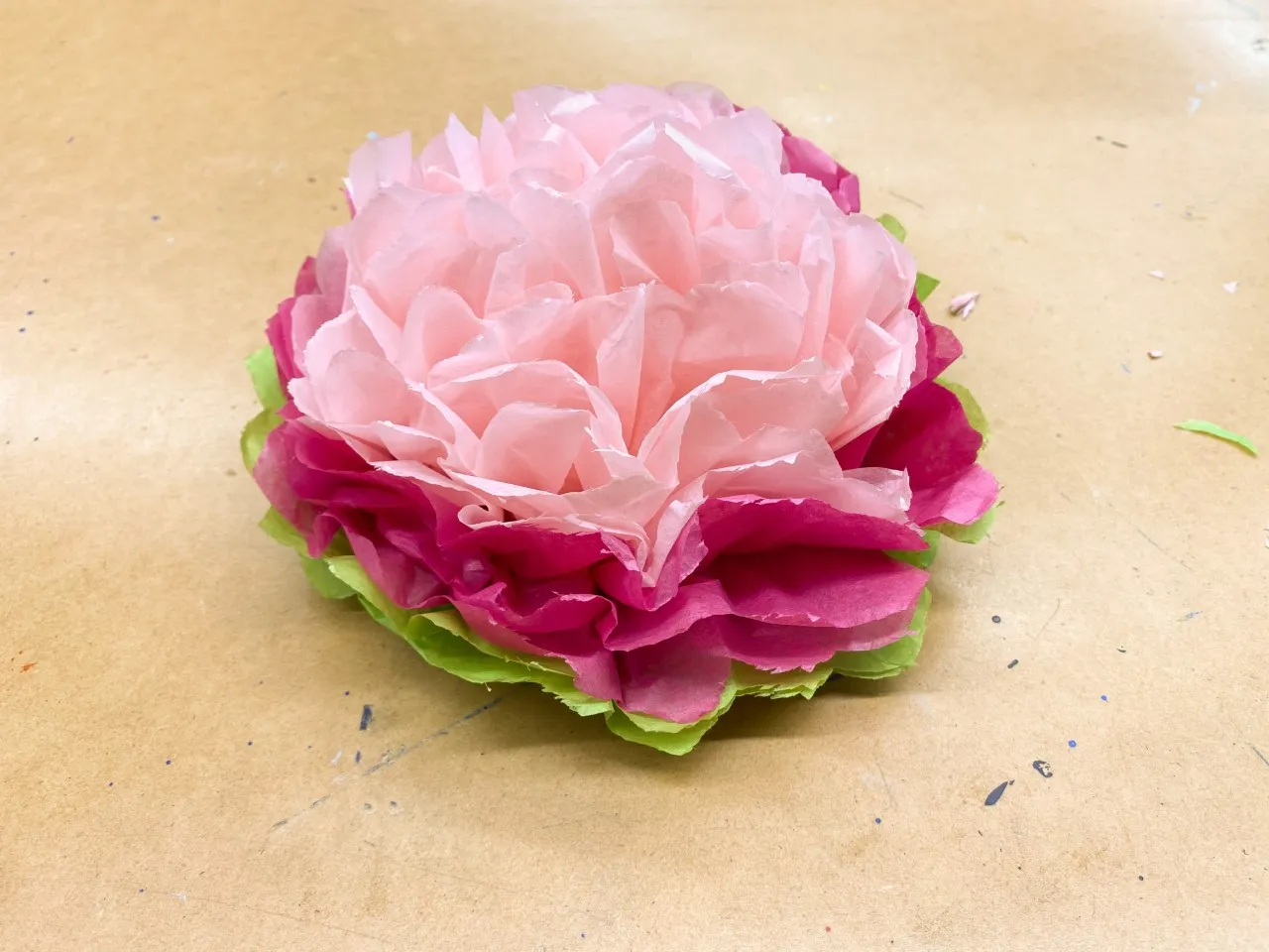 Completed tissue paper flower