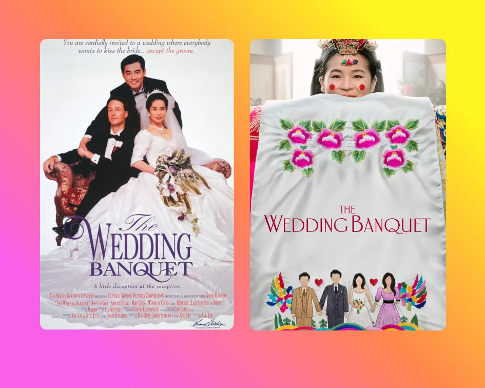 Collage of Two Movies: The Wedding Banquet 1993 and The Wedding Banquet 2025
